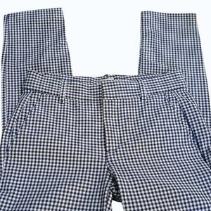 GAP Signature Navy Blue & White Check Stretch Skinny Ankle Pants - Like New